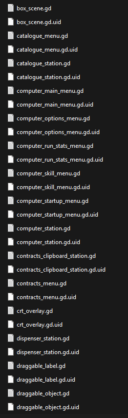 Old Box Directive project structure showing numerous GDScript files stored together before the refactor.