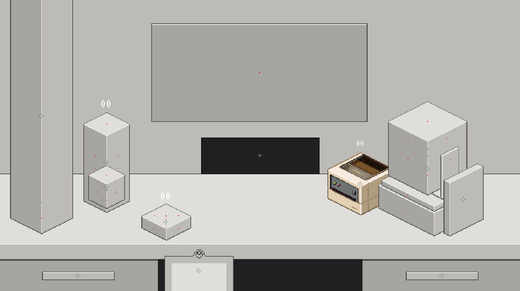 Box Directive development build showing Filling, Tape and Label Stations connected to the consumables system with temporary remaining-use counters.